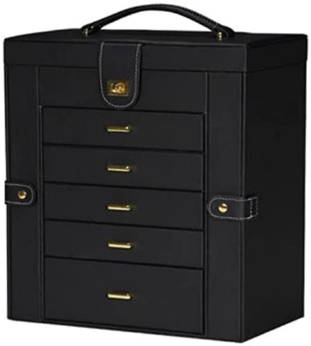 BZBZB Aufbewahrungsbox, Schmuckschatulle, Schmuck-Organizer, 6 Schichten, Schmuckaufbewahrung mit Spiegel, erweiterbare Tür, multifunktionaler Uhren-Organizer, Halsk von BZBZB