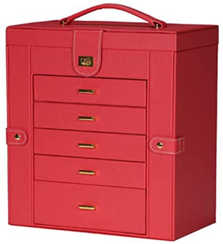 BZBZB Aufbewahrungsbox, Schmuckschatulle, Schmuck-Organizer, 6 Schichten, Schmuckaufbewahrung mit Spiegel, erweiterbare Tür, multifunktionaler Uhren-Organizer, Halsk von BZBZB