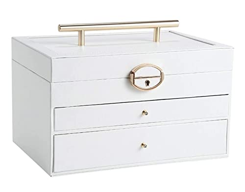 BZBZB Aufbewahrungsbox, Schmuckschatulle, Schmuck-Organizer, PU-Leder, Schmuckschatulle, Organizer für Damen, Reisen, Schmuck-Aufbewahrungsbox mit Schloss und Schlüs von BZBZB