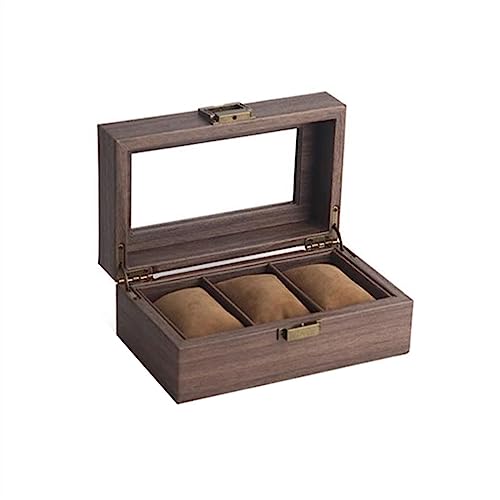 BZBZB Aufbewahrungsbox, Uhrenbox, 3 Gitter, Aufbewahrungsboxen für Uhren, staubdichte Glas-Uhren-Display-Boxen, multifunktionale Schmuckschatullen, Uhrengehäuse für von BZBZB