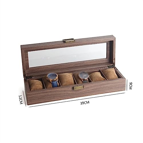 BZBZB Aufbewahrungsbox, Uhrenbox, 6 Gitter, Uhrenaufbewahrungsboxen, sichtbares Glas, Uhren-Display-Boxen, große Kapazität, multifunktionale Schmuckschatullen, Uhreng von BZBZB