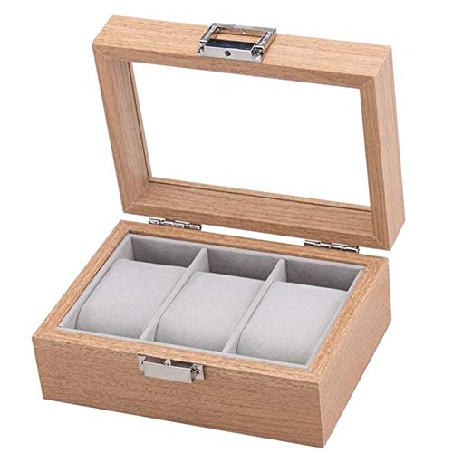 BZBZB Aufbewahrungsbox, Uhrenbox, Uhrenbox für Herren, 3 Fächer, luxuriöse Holzvitrine, Organizer, Aufbewahrung, Schmuckschatullen, 16,5 cm × 12 cm von BZBZB