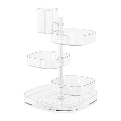 BZBZB Aufbewahrungsbox, transparent, um 360 Grad drehbar, staubdicht, Schmuckschatulle, kleine mehrschichtige Ohrring-Ring-Haarnadel-Schmuck-Display-Rack, Aufbewahru von BZBZB