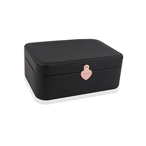 BZBZB Aufbewahrungsbox Schmuck Organizer Schmuckschatulle Doppelte Schmuckschatulle Schwarze Aufbewahrungsbox Ring Ohrring Halskette Armband Uhr Aufbewahrungsbox 8,2 von BZBZB