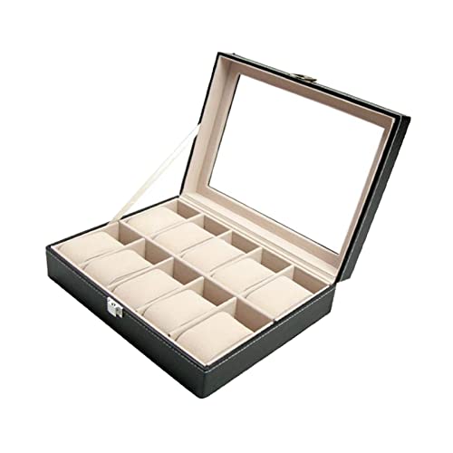 BZBZB Aufbewahrungsbox Uhrenbox 10 Fächer PU-Leder Uhrenbox Case Organizer Display mit weichen Kissen für Männer Frauen Schmuckschatullen Display Uhrengehäuse für Mä von BZBZB