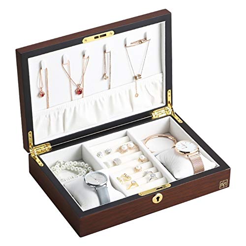 BZBZB Aufbewahrungsbox Uhrenbox Holz Vintage Uhr Aufbewahrungsbox Große Schmuckschatulle Organizer Rechteckiger Samt Halskette Ring Ohrring Uhr Schmuck Aufbewahrungsk von BZBZB