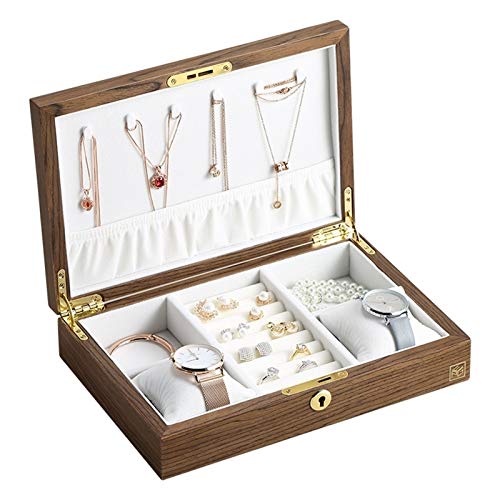 BZBZB Aufbewahrungsbox Uhrenbox Holz Vintage Uhr Aufbewahrungsbox Große Schmuckschatulle Organizer Rechteckiger Samt Halskette Ring Ohrring Uhr Schmuck Aufbewahrungsk von BZBZB