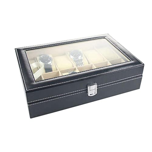 BZBZB Aufbewahrungsbox Uhrenbox Kunstleder Uhrenbox Vitrine Aufbewahrungsbox 12 Slot Schmuck Aufbewahrungsbox Uhr Schmuckschatulle Uhrengehäuse für Herren von BZBZB