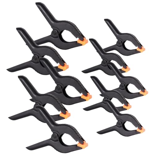 BZKSER Klemmzwingen - 10 pcs Federklemmen im Set, Klemmen mit großer Spannweite,hohe Spannkraft der klammern, Klemmbacken mit beweglichen Backen,Metall Federklemmen Clip Set(2 Zoll 3 Zoll) von BZKSER