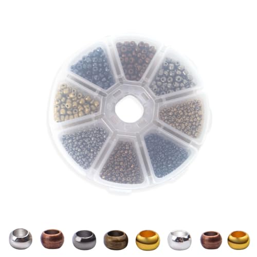 BZKSER Quetschperlen - 2800 Stück Crimp Perlen,quetschperlen set,Kupfer Spacer Beads 2 mm 4 mm, Perlen Spacer Set für Armbänder, Halsketten, DIY Handgefertigte Schmuckherstellung (4 Farben) von BZKSER