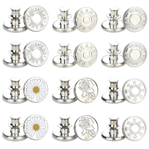 BZKSER hosenknöpfe zum stecken - 24pcs Fit Hosenknöpfe Zum Stecken, Abnehmbar Instant Knöpfe no Sew Instant Knöpfe, Einstellbare Metallknöpfe Können Die Taille Einer Hose in Wenigen Sekunden(17mm) von BZKSER