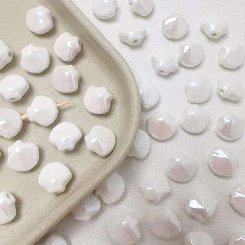 BZSDDY 20 Stück 12 x 14 mm UV-Perlen Muschel-Keramikperlen zur Schmuckherstellung Porzellan-Loseperlen für Armbänder Basteln von Keramikanhängern von BZSDDY