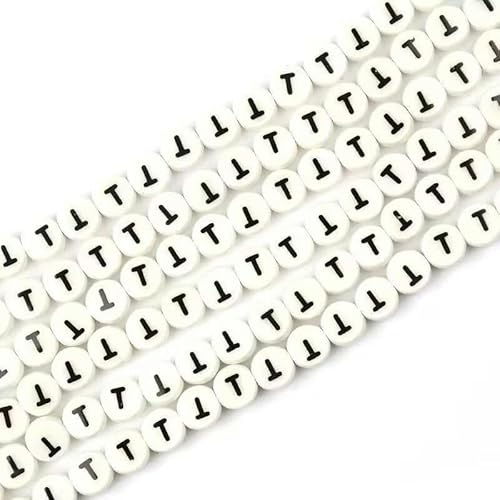 BZSDLD 14,5 * 8 mm 20/40 Stück doppelseitige Buchstaben-Keramikperlen handgefertigte Oblate-Porzellanperlen zum Basteln von Armbändern, Makramee-DIY-Projekten von BZSDLD