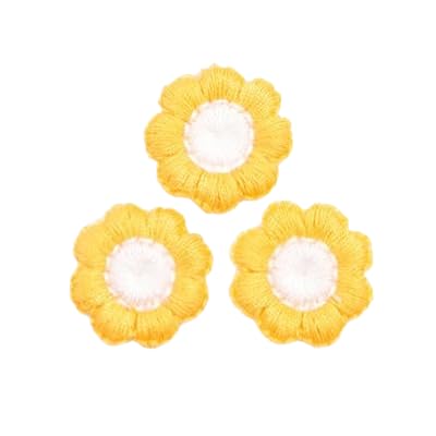 BZSDLD 30 Stück 2 cm kleine Sonnenblumen handgefertigte Häkelapplikationen Häkelblumen-Aufnäher kleine Stickapplikationen zum Aufbügeln für Kleidung von BZSDLD