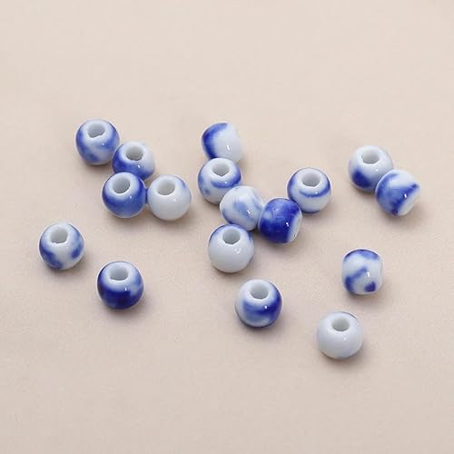BZSDLD 6~12mm 200 Stück Jingdezhen Monochrome Keramikperlen Einfache Porzellanperlen mit großem Loch für DIY Handwerk Schmuckherstellung Armband Charms Perlen von BZSDLD