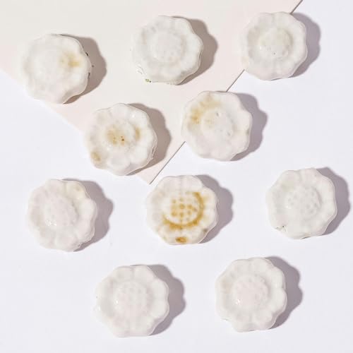 BZSQD 16 x 16 mm, 10/20 Stück, handbemalte Blumen-Keramikperlen für Schmuckherstellung, lose Keramikperlen für Armbänder, Basteln, Keramik-Anhänger von BZSQD