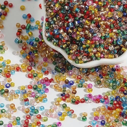 BZSQD Glasperlen, 2/3/4 mm, zur Schmuckherstellung, Ponyperlen, Reisperlen, Mini-Rocailles-Perlen für Armbänder, DIY-Bastelperlen, Perlen-Rocailles-Perlen, 4000–25000 Stück von BZSQD