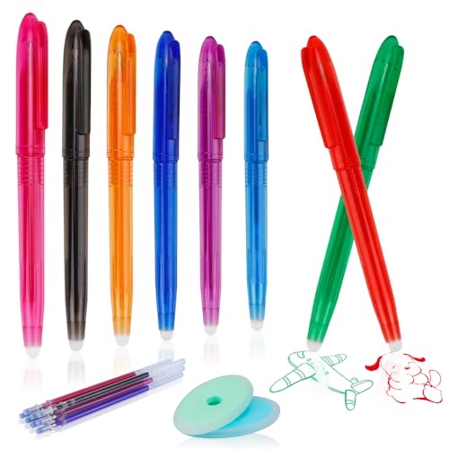 BZUEPRS 8pc Kugelschreiber, Gelschreiber, Erasable Pen mit 2 Radiergummis und 8 Minen 0,5 mm Radierstift Sticks, Schreibstifte für Kinder Erwachsene Schule Büro Schreibwaren von BZUEPRS