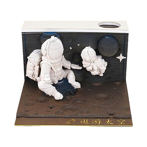 Space Astronauts Block 3D Notizblock Kalender 2024 Baumhaus Kalender Lichter Geschenk mit Papier Weihnachtsblock Notizen Tabelle U2K1 von BaYuYPOO