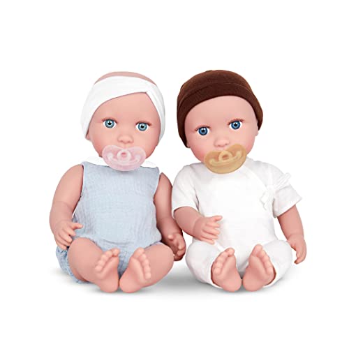 Babi 2 Baby Puppen Zwillinge Mädchen Junge mit Kleidung und Schnuller – Weiche 36 cm Puppen mit mittlerem Hautton und blauen Augen – Spielzeug Set ab 2 Jahren von ZYZYZK