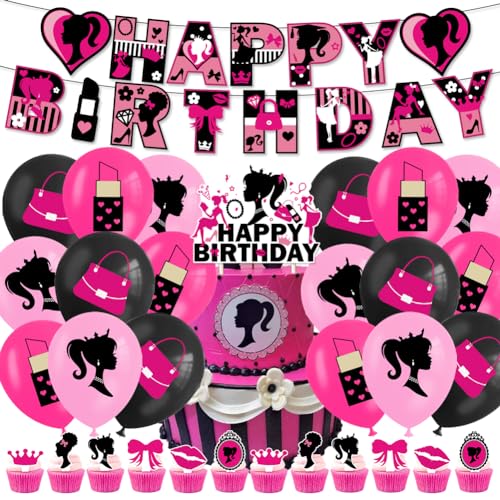 Babioms 46 Stück Barbi Geburtstag Deko Ballon Barbi Pink Party Dekoration Luftballons Top Model Geburtstag Deko für Mädchen Barbiprinzessin Geburtstag Dekoration von Babioms