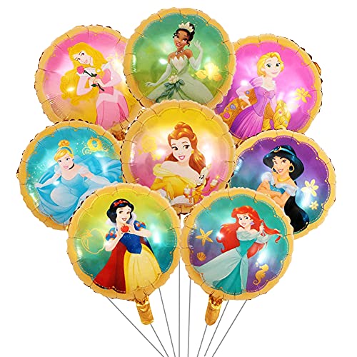 Babioms 8pcs Princess Ballons, Tortenaufleger Prinzessin, Birthday Party Supplies, Foil Princess Balloons von Babioms