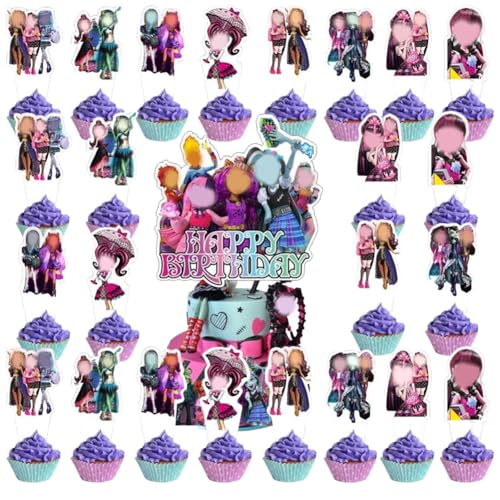 Babioms Monster Geburtstagsdeko 49PCS Monster Cake Topper Cupcake Topper für Kinder Party Dekoration Mädchen Jungen Thema Party von Babioms