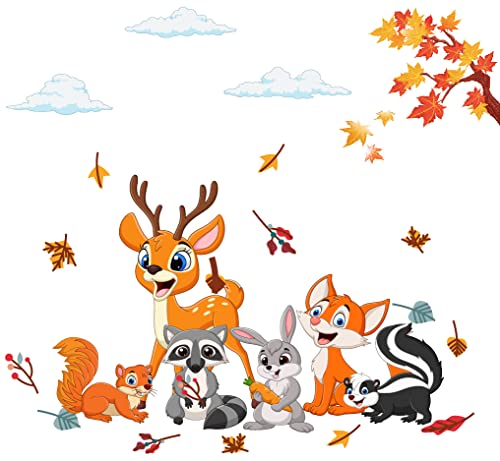 Baby Boo! Wandtattoo Kinderzimmer, Herbst, Reh, Waschbär, Eichhörnchen, Kinderzimmer Deko, Babyzimmer Deko, Wandsticker Kinderzimmer, Wandaufkleber Kinderzimmer, PVC, Wanddeko, 2x (90 x 30 cm) von Baby Boo!