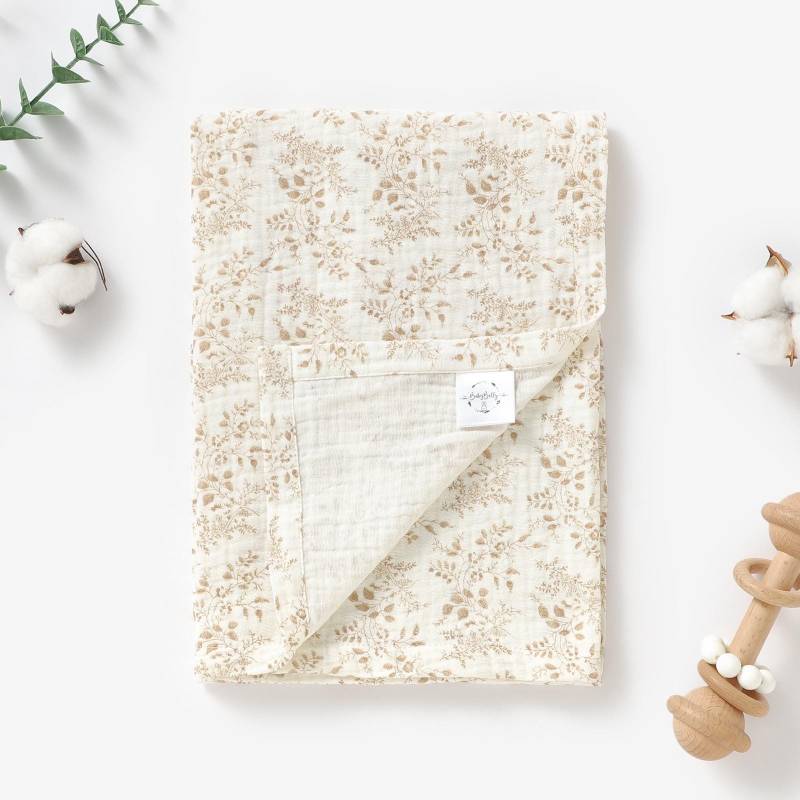 Neutral Floral Super Soft 60x60cm Bio-Baumwolle Unisex Baby Junge Mädchen Musselin Platz Spucktuch Duschgeschenk von BabyBellsUK