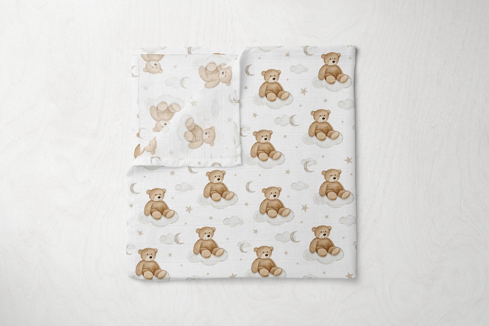 Teddybär Luxus Super Soft 60x60cm Bambus Unisex Baby Junge Mädchen Musselin Quadrat Spucktuch Duschgeschenk von BabyBellsUK