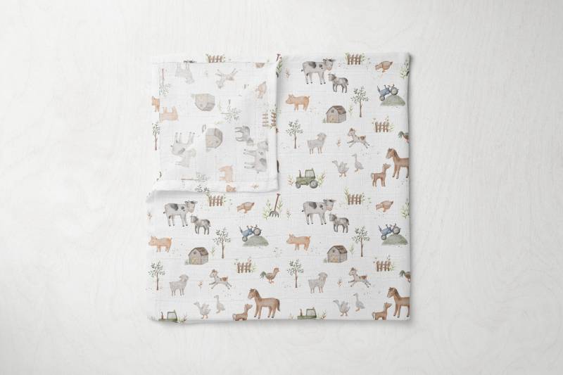 Tiere Auf Dem Bauernhof Luxus Super Weich 60 X cm Bambus Unisex Baby Jungen Mädchen Musselin Quadrat Spucktuch Duschgeschenk von BabyBellsUK