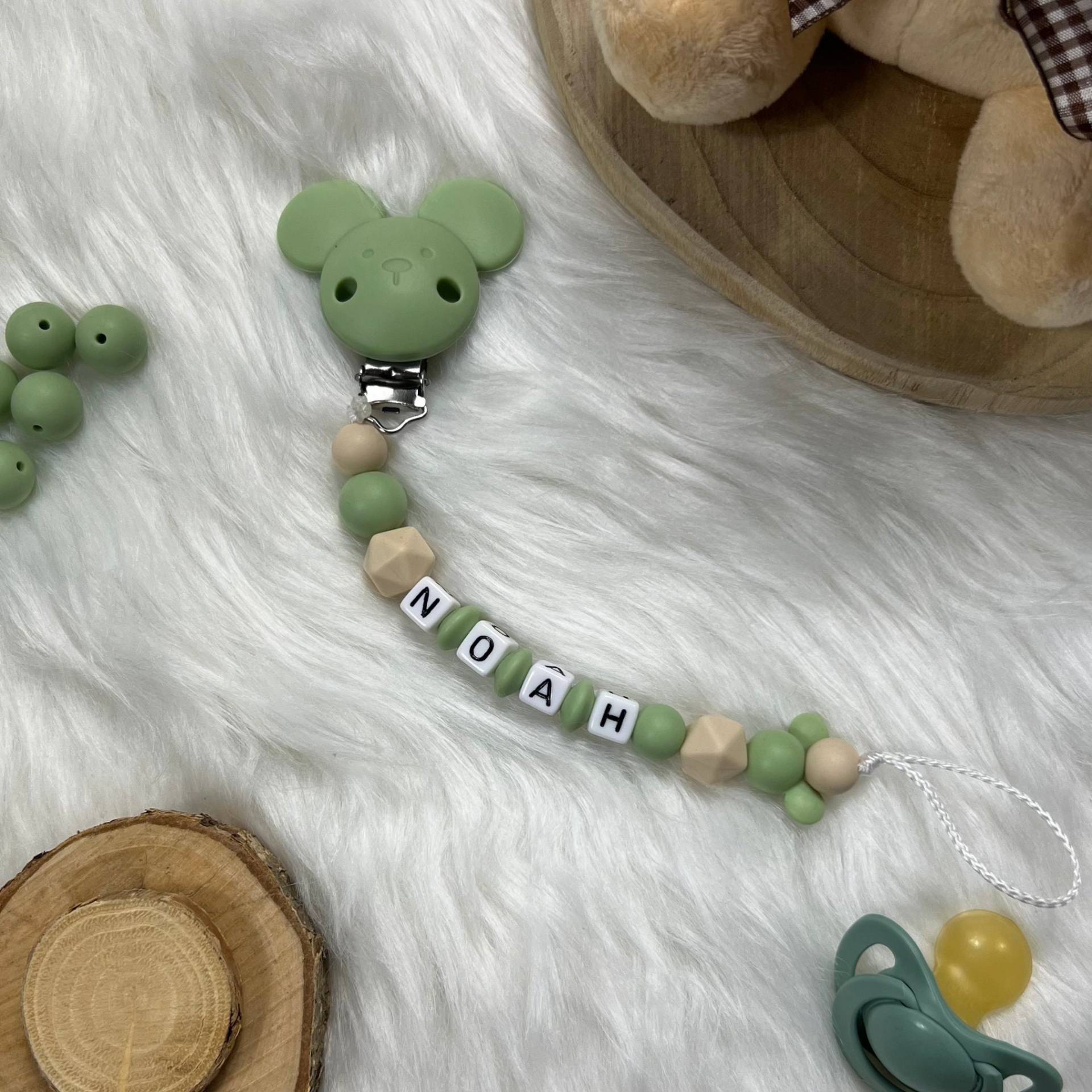 Schnullerkette Mit Namen | Schnullerkette, Design Matcha Personalisiert Unikat Handgefertigt Geschenk von BabyKettchen