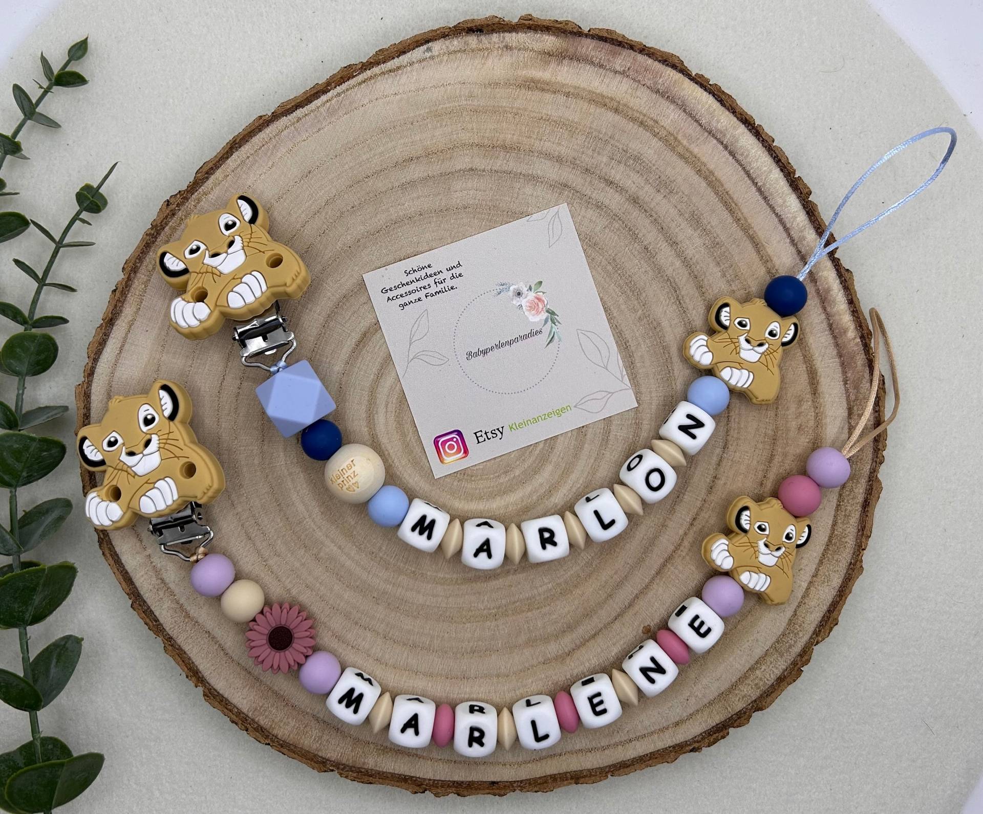 Schnullerkette, Löwe, Kleiner Prinz, Simba, Personalisierte Schnullerkette von Babyperlenparadies