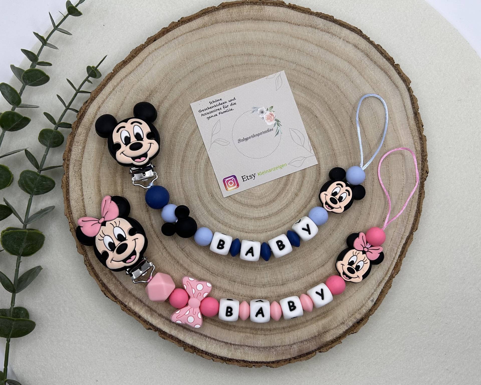 Schnullerkette, Maus, Maus Mit Schleife, Minnie, Mickey, Schnuller Befestigung, Personalisierte Schnullerkette von Babyperlenparadies