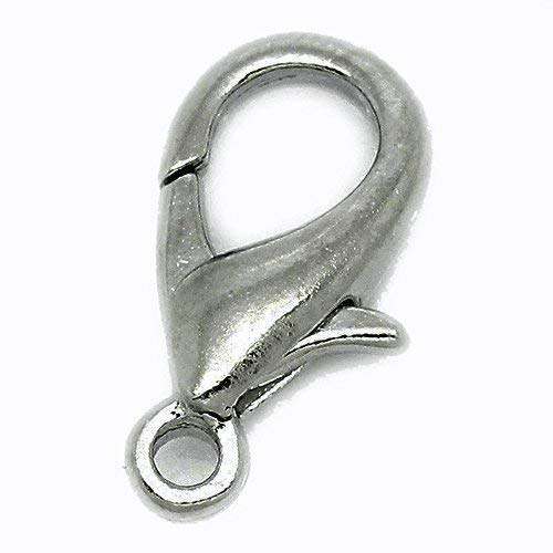 Bacabella 10107 Karabiner Verschluss 12mm antiksilber (10 Stück) als Ketten- oder Armbandverschluss für Schmuck von Bacabella