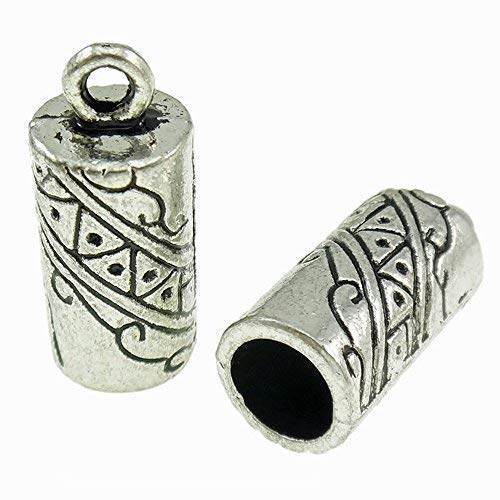 Bacabella 10601 Rohr Endkappen 8x18mm für 5mm Band antiksilber (10 Stück) von Bacabella