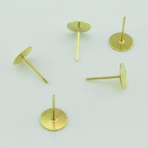 Bacabella 15135 Ohrstecker Gold 12x8mm (50 Stück) mit Klebefläche zum Selber Bekleben/Verzieren von Bacabella