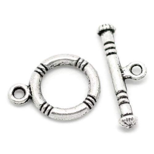 Bacabella 20371 Toggle Verschlüsse 20mm Rettungsring antiksilber (10 Stück) von Bacabella