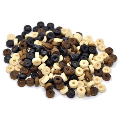 Bacabella 20916 Holzperlen Rondelle 3,5x8mm im beige braun schwarz Mix (1000 Stück) als Schmuckperlen für Schmuckfertigung von Bacabella