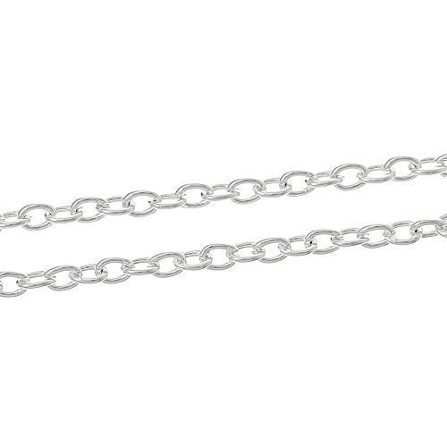 Bacabella 21571 Gliederkette 1m in 3x2mm Silber (Meterware/Kette bis 10m in einem Stück) für Kette, Verlängerung oder als Zwischenteil von Bacabella