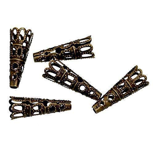 Bacabella 22244 Perlenkappen 23x9mm für 8-10mm Perlen antikbronze (10 Stück) Kegel Form filigran von Bacabella