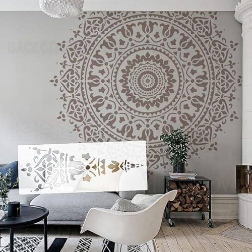 200 cm große Mandala-Schablonen mit riesigen Blumen, runde Schablonen für Wände an der Wand, wiederverwendbar, dekorieren, Dekoration, Basteln für Spachtelmasse, groß zum Bemalen, S517 von 壁涂鸥 BackgroundTurnOver