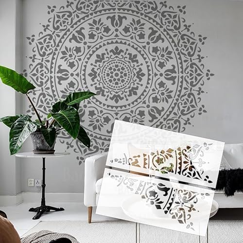 210 cm große Mandala-Schablonen mit riesigen Blumen, runde Schablonen, zum Dekorieren und Bemalen von Dekorationen, für Möbel, große Größe an der Wand, S520 von 壁涂鸥 BackgroundTurnOver