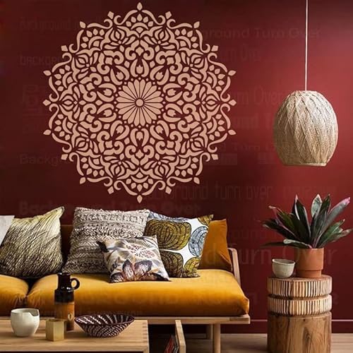 40cm Mandala Round Flower Lotus Schablone Schablonen Malen Große Möbel Vorlage Wiederverwendbare Fliesen Bodenbelag Nische Wandmuster Für Die Samen Mandala Wände Große Vorlagen Zum Malen von 壁涂鸥 BackgroundTurnOver