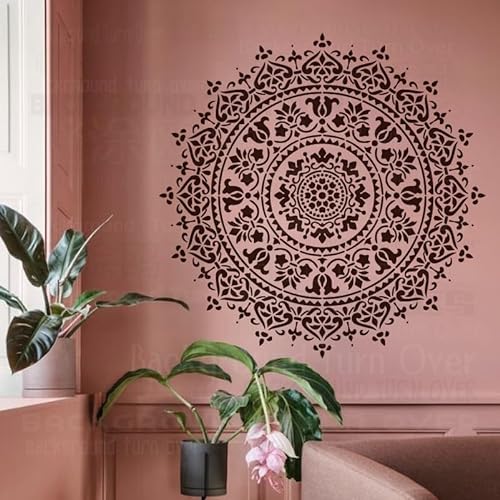 60cm Mandala Round Flower Lotus Schablone Für Wände Große Schablonen Vorlage Wiederverwendbare Mandala Nische Wand Bodenbelag Dekor Muster Möbel Malen Große Vorlagen Zu Dekorationsrahmen von 壁涂鸥 BackgroundTurnOver