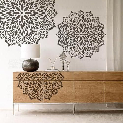 60cm Runde Blume Mandala Schablonen Vorlagen Zum Malen Für Wände Handwerk Vorlage An Der Wand Große Möbel Dekor Größe Wiederverwendbare Dekoration Tragbare Kühlschränke Dekorative von 壁涂鸥 BackgroundTurnOver