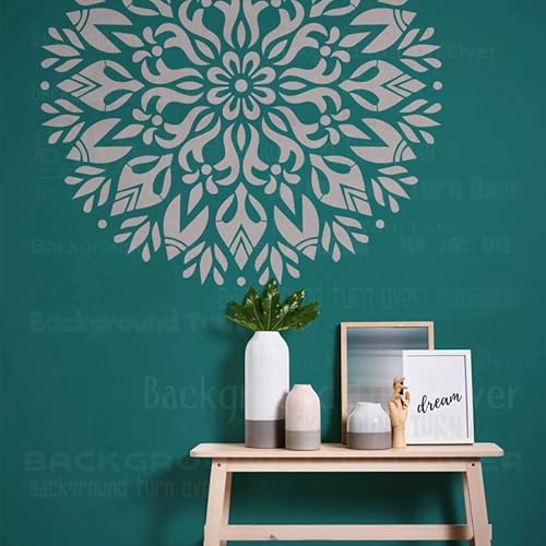 80 cm große runde Mandala-Blumenschablonen für Wände zum Bemalen Dekorieren von Vorlagen, Malerei, Dekoration, Basteln, Kühlschränke, Waschmaschine an der Wand, Spachtelmasse, Dekor, Gips, Waschen von 壁涂鸥 BackgroundTurnOver