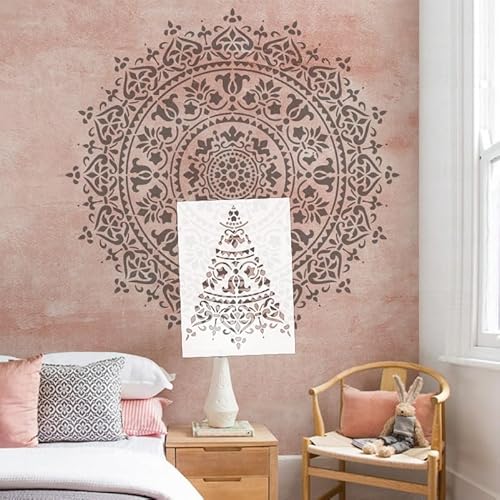 Mandala-Schablonen für Wände zum Bemalen an der Wand, wiederverwendbar, Dekoration für Gipsmuster, 90 cm, für Putty S512 von 壁涂鸥 BackgroundTurnOver