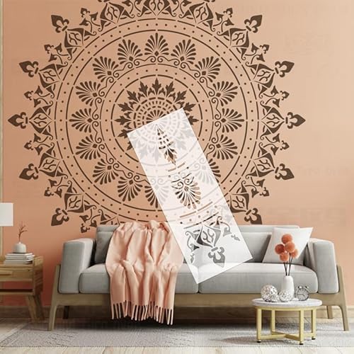 Runde Mandala-Schablonen für Wände, Schablonen zum Bemalen an der Wand, Dekoration, Malerei, Dekoration für Kitt, wiederverwendbar, für Decke, S523, 160 cm von 壁涂鸥 BackgroundTurnOver