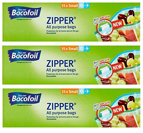 Bacofoil 3 x kleine Allzweckbeutel mit Reißverschluss (45 Beutel) von Bacofoil